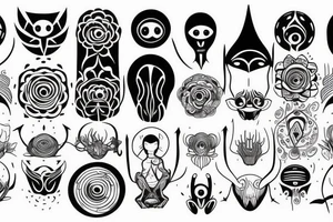normal looking alien meditating that's symmetric and realistic tattoo idea