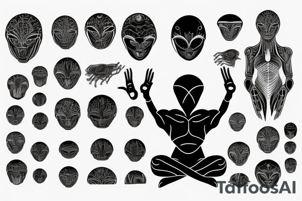 simple full body alien meditating that's symmetric tattoo idea simple full body alien meditating that's symmetric tattoo idea