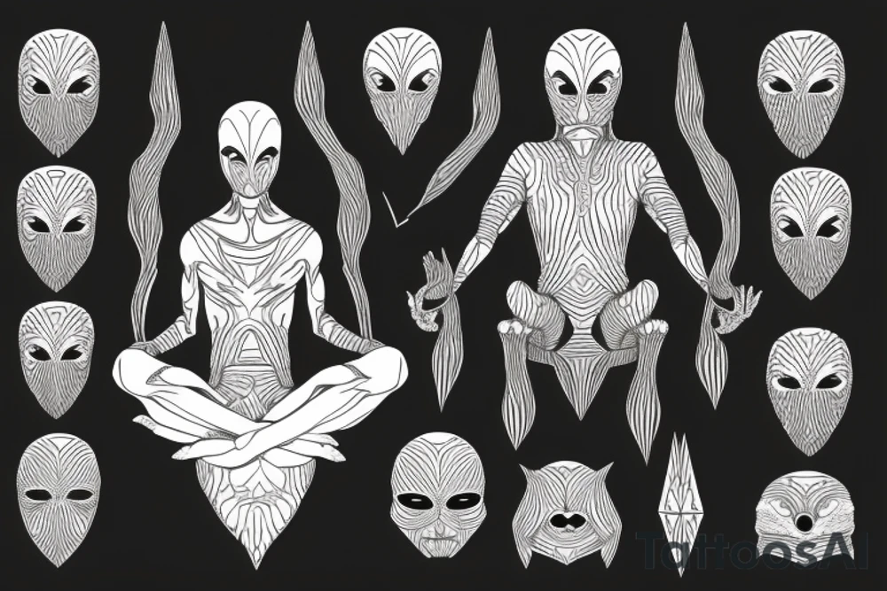 simple full body alien meditating that's symmetric tattoo idea simple full body alien meditating that's symmetric tattoo idea