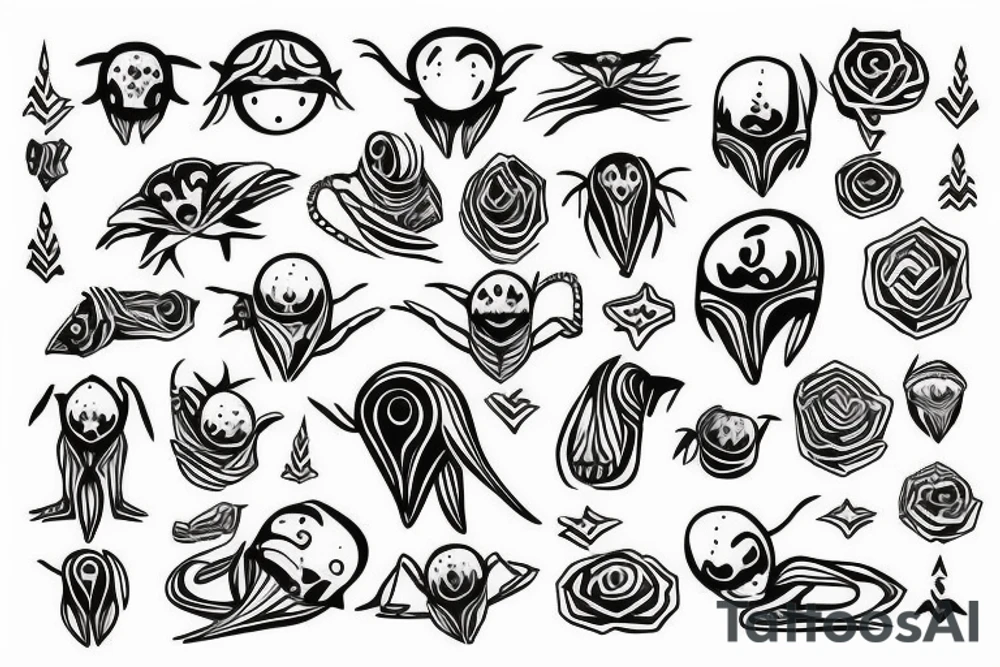 simple full body alien meditating that's symmetric tattoo idea