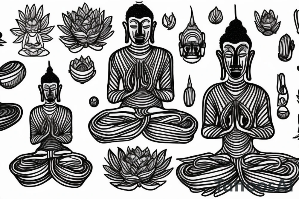simple full body alien meditating like buddha tattoo idea