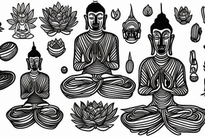 simple full body alien meditating like buddha tattoo idea