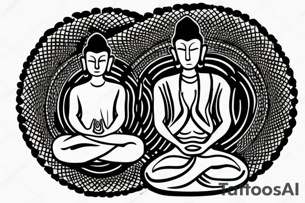 simple full body alien meditating like buddha tattoo idea