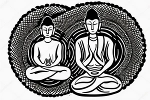 simple full body alien meditating like buddha tattoo idea
