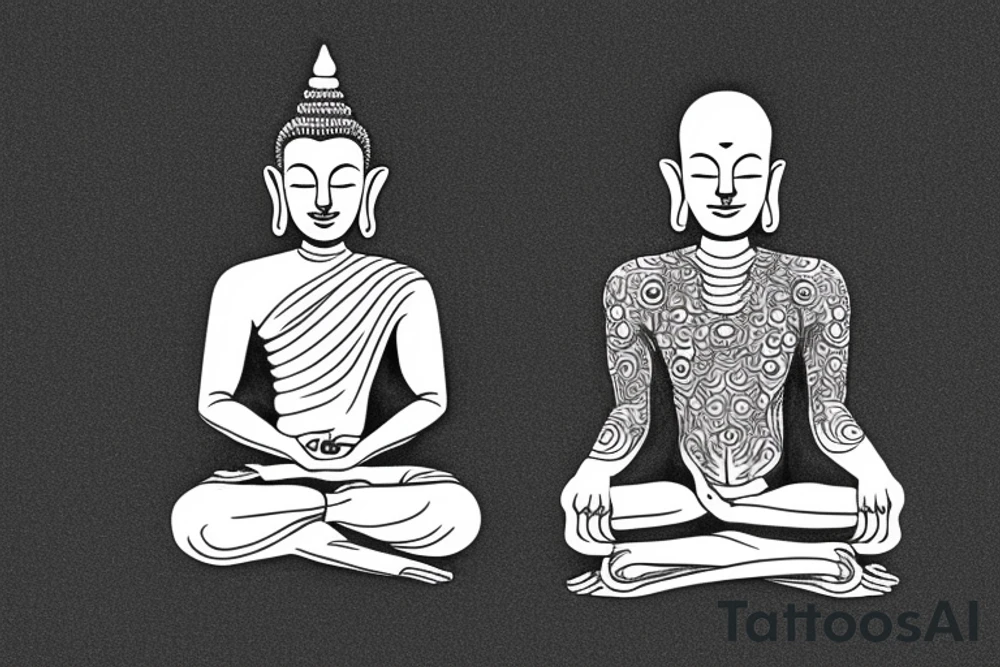 simple full body alien meditating like buddha tattoo idea