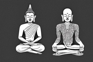 simple full body alien meditating like buddha tattoo idea