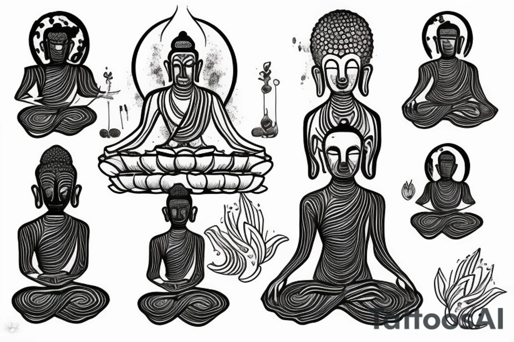 simple full body alien meditating like buddha tattoo idea