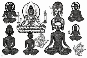 simple full body alien meditating like buddha tattoo idea