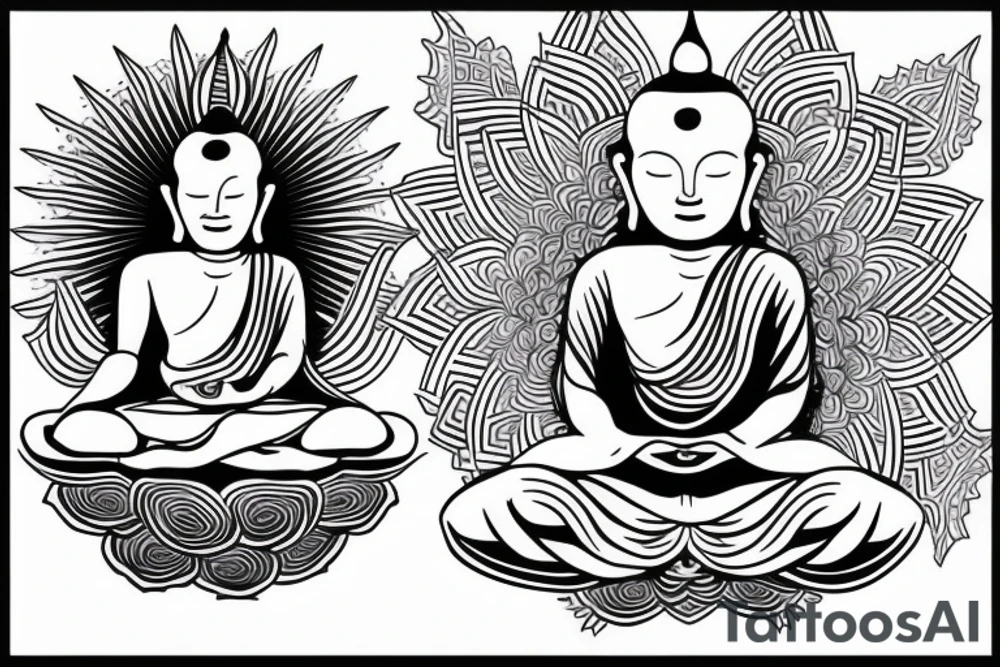 simple full body alien meditating like a buddha tattoo idea