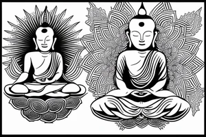 simple full body alien meditating like a buddha tattoo idea