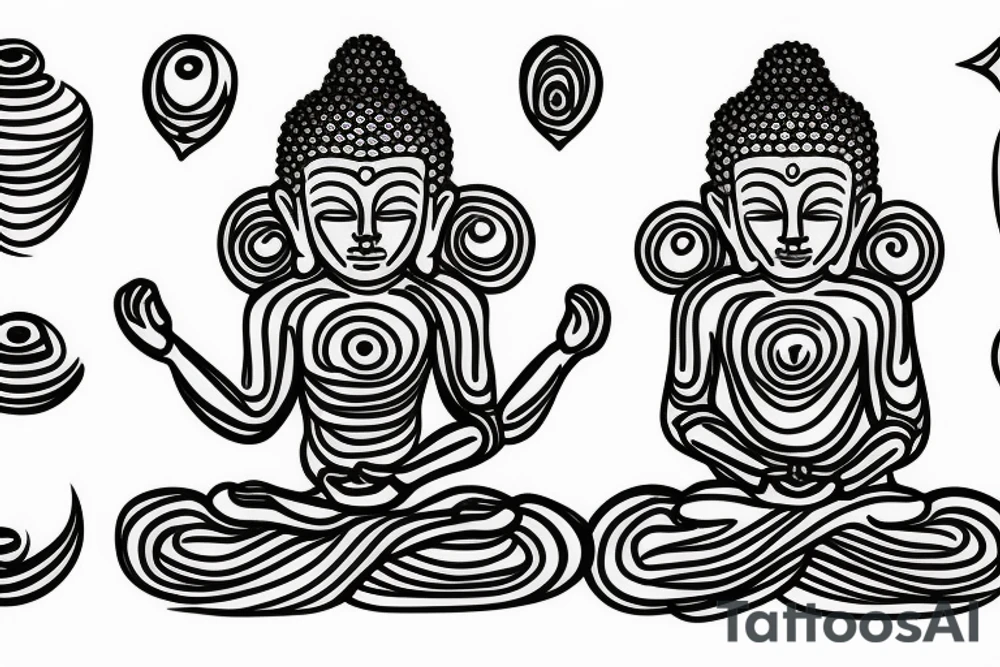 simple full body alien meditating like a buddha tattoo idea