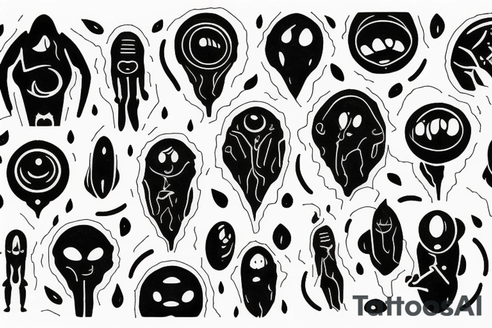 simple full body alien meditating line work tattoo idea
