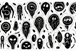 simple full body alien meditating line work tattoo idea