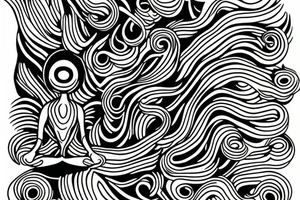 simple full body alien meditating line work tattoo idea