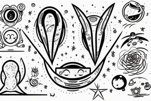 simple alien meditating line work tattoo idea