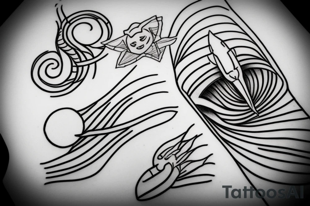 simple alien meditating line work tattoo idea