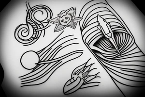 simple alien meditating line work tattoo idea