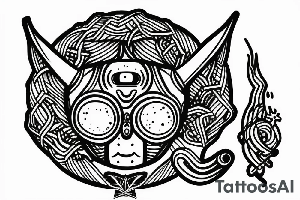 simple alien meditating line work tattoo idea