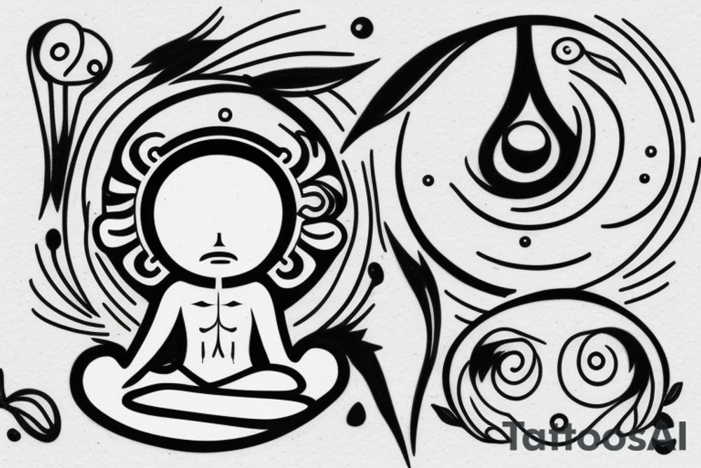 simple alien meditating line work tattoo idea