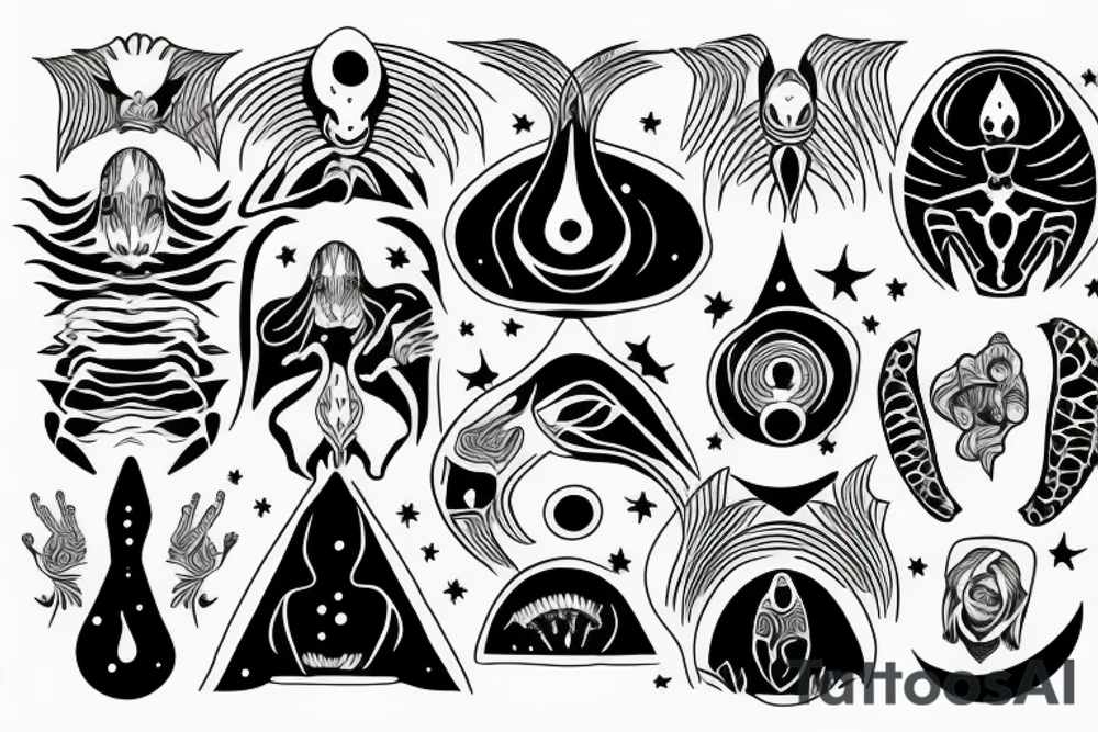 alien meditation simple tattoo idea