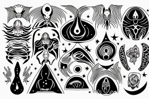 alien meditation simple tattoo idea
