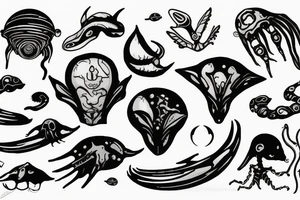 alien meditation simple tattoo idea