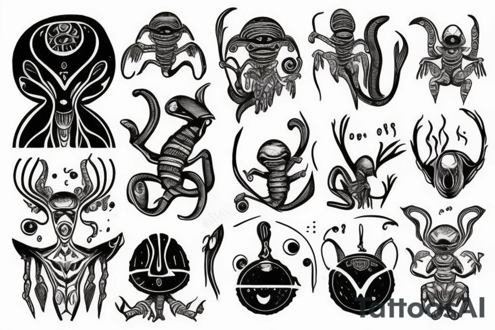 alien meditation simple tattoo idea