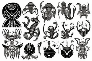alien meditation simple tattoo idea