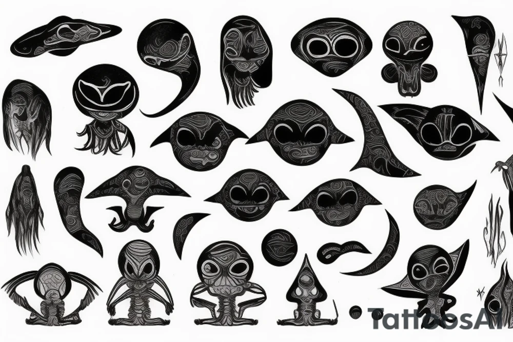 alien meditation simple tattoo idea