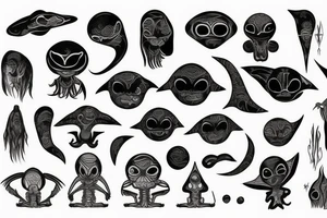 alien meditation simple tattoo idea