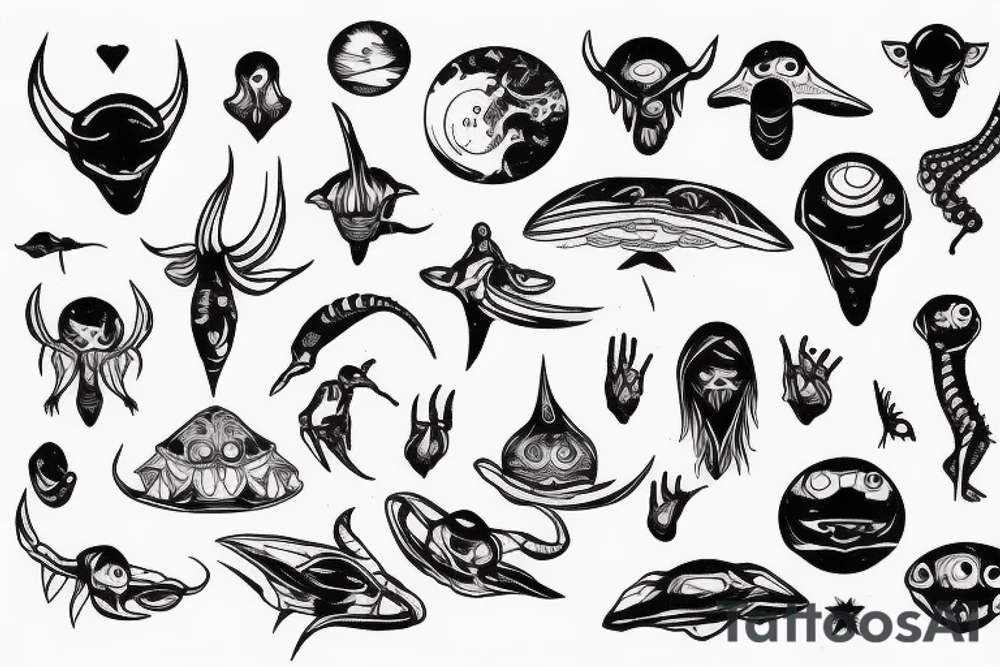 alien meditation simple tattoo idea