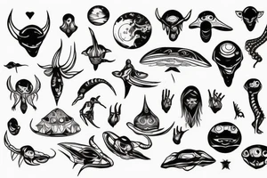 alien meditation simple tattoo idea