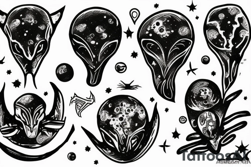 alien meditation simple tattoo idea