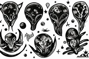 alien meditation simple tattoo idea