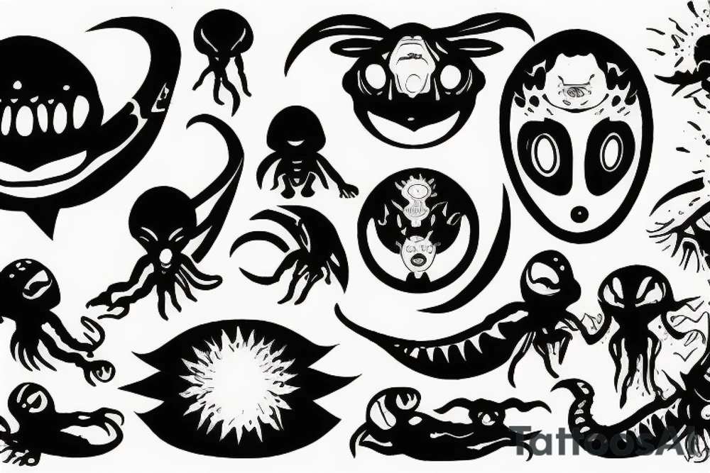 alien meditation simple tattoo idea