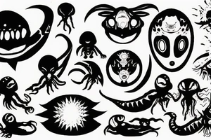 alien meditation simple tattoo idea