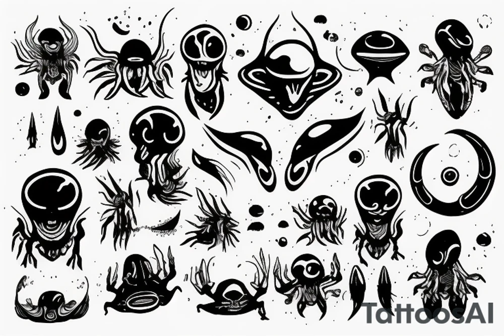 alien meditation simple tattoo idea