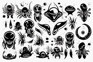 alien meditation simple tattoo idea