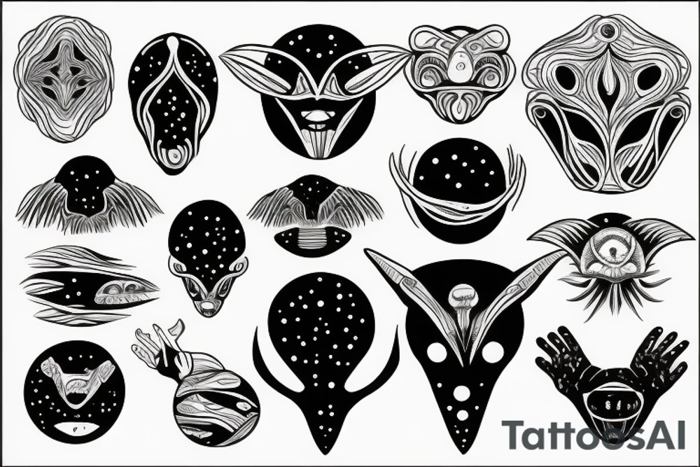alien meditation simple tattoo idea