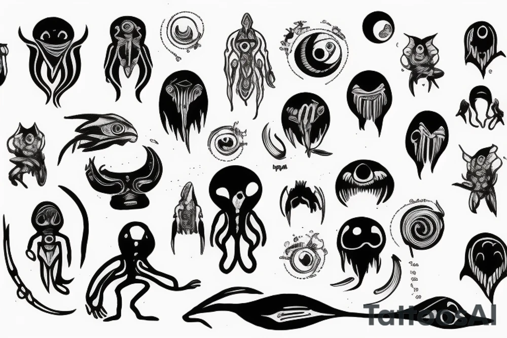 alien meditation simple tattoo idea
