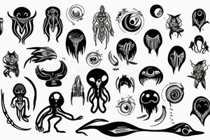 alien meditation simple tattoo idea