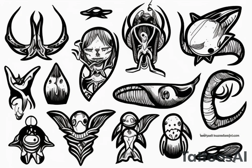alien meditation simple tattoo idea