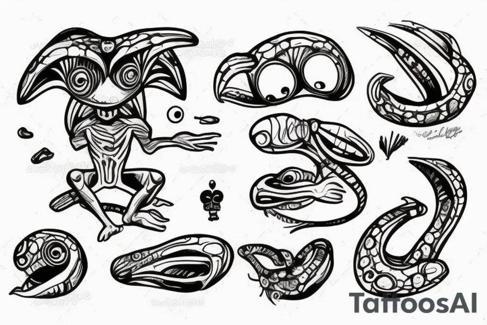 cartoon alien from images meditating tattoo idea