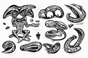 cartoon alien from images meditating tattoo idea