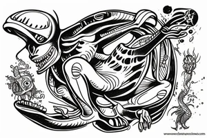 cartoon alien from images meditating tattoo idea