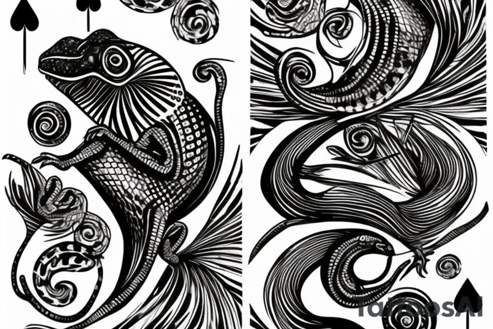 Chameleon abstract on a playing card tattoo idea
