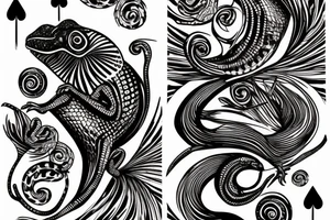 Chameleon abstract on a playing card tattoo idea
