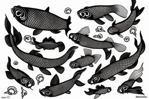 koi fish on a playing card tattoo idea