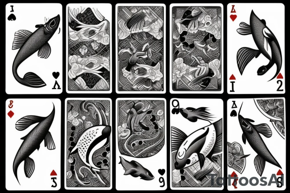koi fish on a playing card tattoo idea