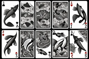 koi fish on a playing card tattoo idea